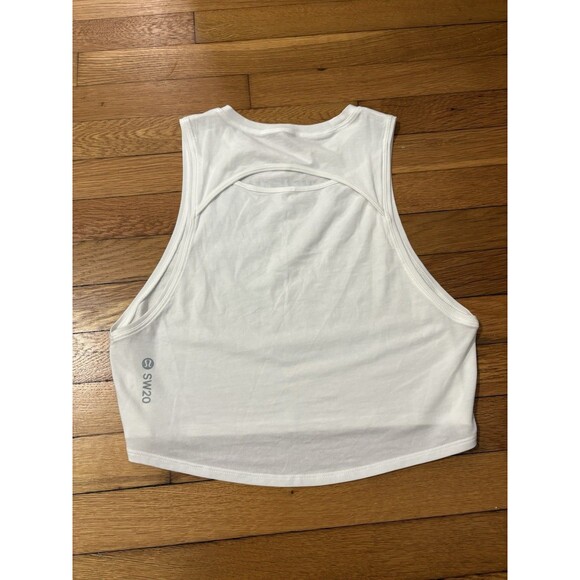 Lululemon Size 4 Cut Back Crop Tank White Seawheeze - Picture 3 of 4